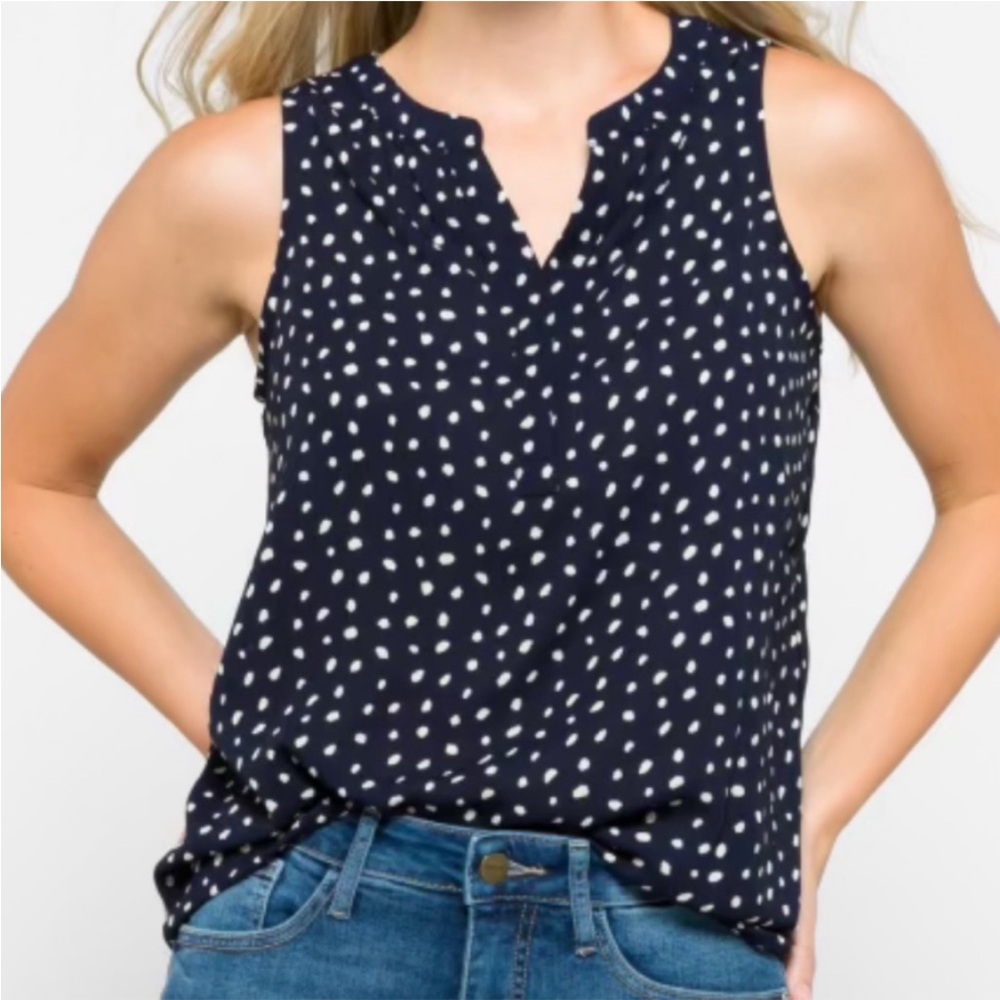 Mix by 41 Hawthorn Mclean Split Neck Sleeveless Blouse - Picture 3 of 10